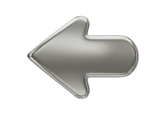 Isolated Left Arrow Sign Chrome Metallic Pointer Cursor Navigation Icon Back Button