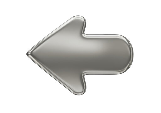 Isolated Left Arrow Sign Chrome Metallic Pointer Cursor Navigation Icon Back Button
