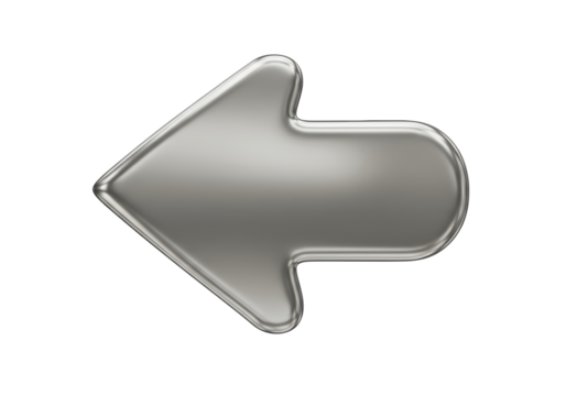 Isolated Left Arrow Sign Chrome Metallic Pointer Cursor Navigation Icon Back Button