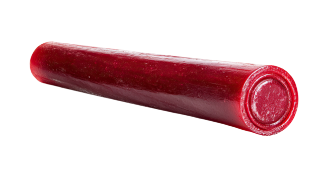 Red cylindrical rod, smooth surface, slight indent