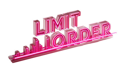 Pink neon "LIMIT ORDER" text, 3D style