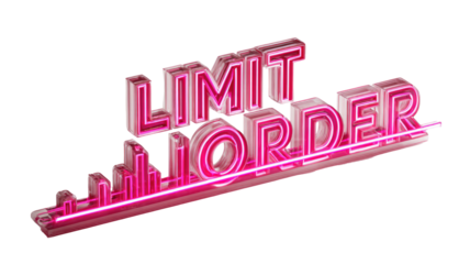 Pink neon "LIMIT ORDER" text, 3D style