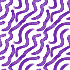 Abstract seamless pattern of purple brush strokes on white background