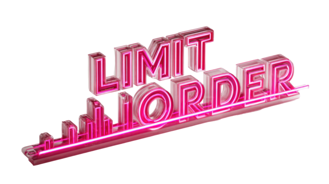 Pink neon "LIMIT ORDER" text, 3D style