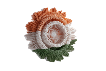 Abstract circular design, resembling the Indian flag, with intricate, layered, petal-like details