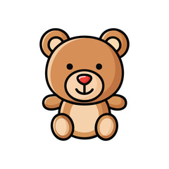 Adorable Plush Bear Cartoon. This sweet brown cuddly animal embodies childhood innocence and warmth. A friendly toy design perfect for children's themes or comforting visuals.