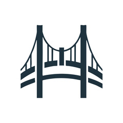 Suspension Bridge Abstract Mark. Sleek architectural depiction of a crossing, symbolizing connection and progress. Features a subtle H shape, adding unique appeal.