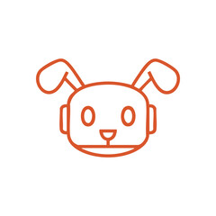 Robotic Rabbit Character Head Outline. A charming digital bunny icon, merging animal features with artificial intelligence. This friendly mascot symbolizes innovation, futuristic concepts, and.