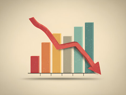 Financial performance decrease arrow graphic for annual report