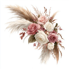 Elegant rose and pampas grass floral arrangement