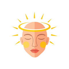 Enlightened Mind Golden Halo. Depicting a calm visage encircled by a shimmering crown of light, this image embodies profound peace, spiritual insight, and positive energy.