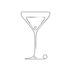 Elegant Martini Glass Outline. Chic alcoholic beverage vector art on dark backdrop. This minimalist design conveys a tranquil mood and refined taste, perfect for stylish themes.