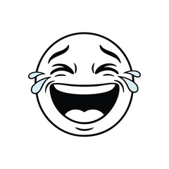 Laughing Tears Emoticon Icon. Vector artwork of a cheerful digital avatar experiencing immense amusement, shedding happy droplets. Represents boundless mirth and hilarity.
