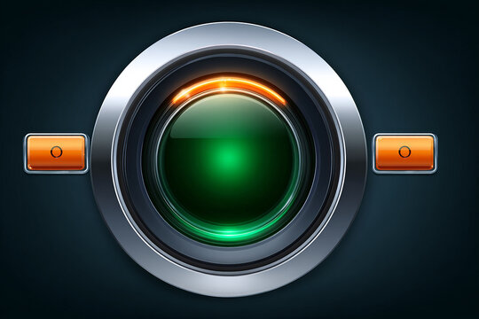 Futuristic tech button glowing green interface
