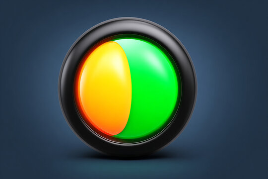 Go signal bright green and yellow light glowing