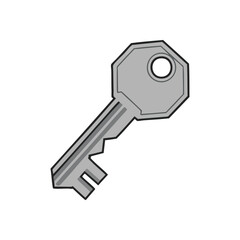 Access Control Key Icon. A sleek, gray metallic object for granting entry. This symbolic instrument represents unlocking potential, security, discovery, and new beginnings.