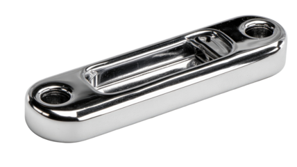 Chrome boat hatch latch close-up, marine hardware, white background, DIY