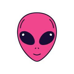 Pink Alien Head Cartoon. The image features a cheerful extraterrestrial character in vibrant magenta, depicting a welcoming cosmic visitor. Ideal for creative projects.
