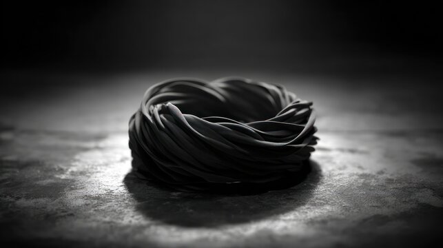 Abstract black pasta nest