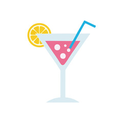 Refreshing Summer Cocktail. This vibrant beverage represents leisure and festive gatherings. Adorned with a citrus slice and straw, it embodies joyous occasions.
