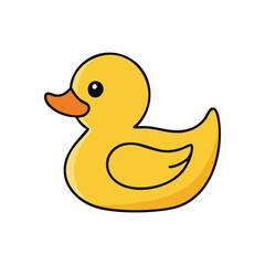 Playful Yellow Rubber Duck Icon. This cheerful golden bath toy graphic symbolizes childhood joy and simple fun. Perfect for designs needing a cute, happy, bright emblem.