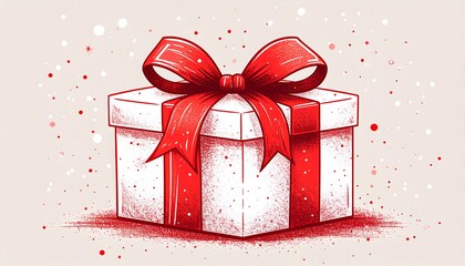 Gift box with red ribbon