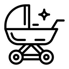 Baby Stroller Icon Outline Style