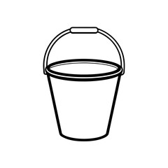 Simple outline drawing of a white bucket on transparent background