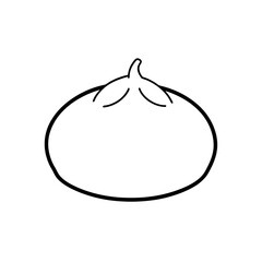 Outline drawing of a single tomato fruit on transparent background
