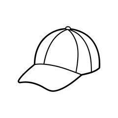 Outline drawing of a baseball cap design on transparent background