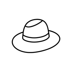 Simple outline drawing of a summer hat on transparent background