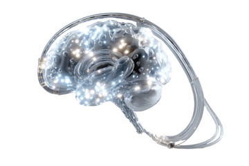 3D render of a translucent brain, illuminated with glowing points, suggesting neural pathways
