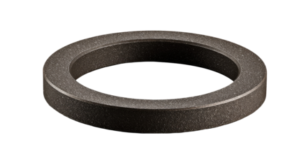 Dark gray, flat, circular washer