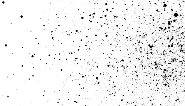 Abstract black ink splatter pattern on a white background, showcasing a dynamic and textured design.