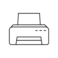 Outline drawing of a printer machine icon on transparent background