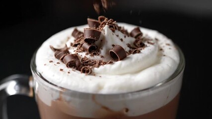 Decadent Hot Chocolate Delight A Steaming Mug Topped with Whipped Cream and Chocolate Curls