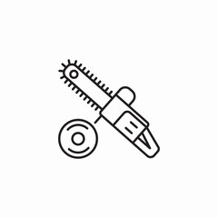 circular saw cutting wood icon sign vector