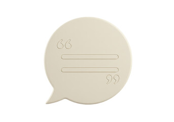 Isolated beige speech bubble with quote marks sign for communication and messaging