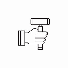 hand holding mallet icon sign vector