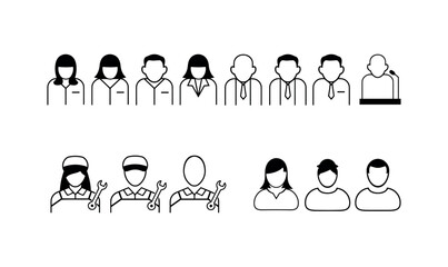 Professional and People Icons Set, Job and Occupation Avatars, Diverse User Icons,