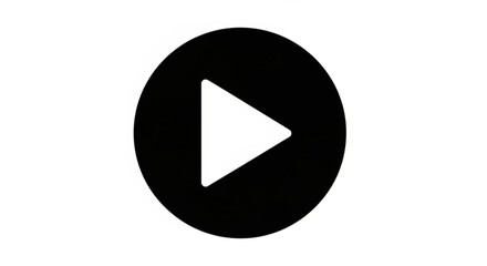 Black play button icon, symbolizing media playback and user interface element for video control