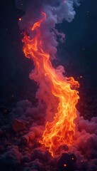 Mystical Flames Dance in Sacred Darkness Ethereal Swirling Fire with Intense Colors and Textures, Perfect for Fantasy and Occult Designs
