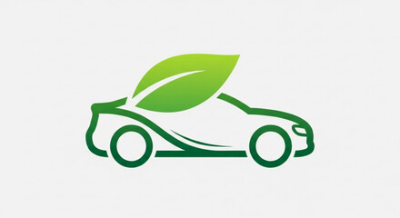 Ecofriendly car concept with a leaf on top, symbolizing sustainable transportation and green energy