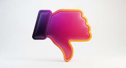 Dislike hand symbol in vibrant colors, representing disapproval or negative feedback in a modern style