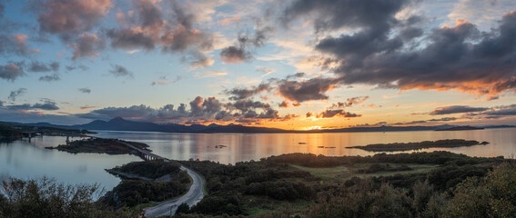 Sunset near the Skye bridge in Scotland