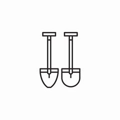 two pointed shovels icon sign vector