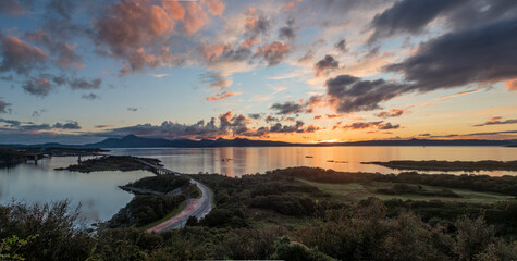 Sunset near the Skye bridge in Scotland