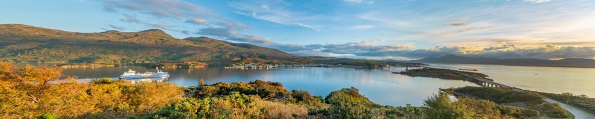 Panorama showing the view of the Skye bridge in Scotland