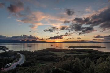 Sunset near the Skye bridge in Scotland