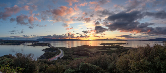 Sunset near the Skye bridge in Scotland